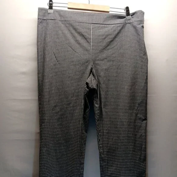 Talbots Ladies Pants Size 12 Chatham Ankle Black & White Gingham Print Side Zip - Picture 2 of 10
